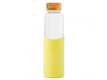 Neon Kactus Skleněná láhev s rukávem, 550 ml žlutá