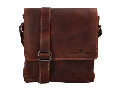 Green Wood pánská kožená taška crossbody Olivier hnědá + Pouzdro zdarma