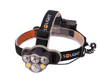 Solight LED čelová nabíjecí svítilna, 550lm, Li-Ion, USB