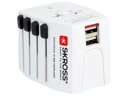 SKROSS cestovní adaptér SKROSS MUV USB, 2.5A max., vč. USB nabíjení 2x výstup 2400mA, univerzální pro 150 zemí