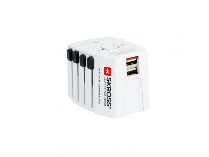 SKROSS cestovní adaptér SKROSS MUV USB, 2.5A max., vč. USB nabíjení 2x výstup 2400mA, univerzální pro 150 zemí