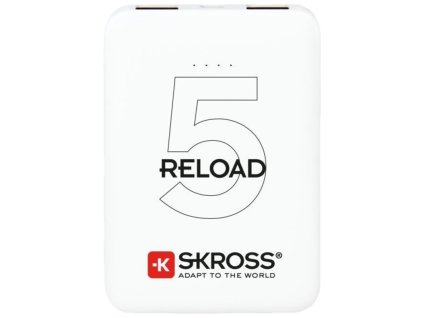 SKROSS powerbank Reload 5, 5000mAh, 2x 2A výstup, microUSB kabel, bílý