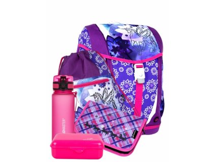 Dívčí školní aktovka Velký SET POLO 6 A violet/pink + Pouzdro zdarma