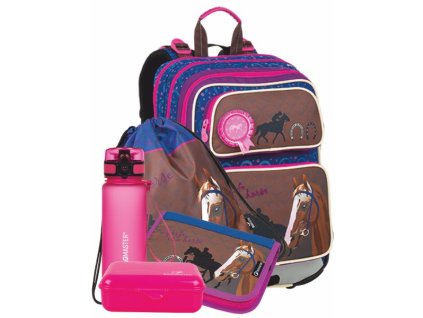 Dívčí Velký SET BAGMASTER GALAXY 9 B blue/brown/pink + Pouzdro zdarma