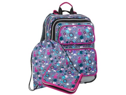 Holčičí malý SET BAGMASTER GALAXY 8 A pink/gray/green + Pouzdro zdarma