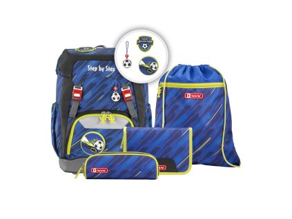 Školní batoh pro prvňáčky – 5dílný set, Step by Step GRADE Fotbal, AGR
