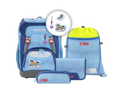 Step by Step Školní batoh pro prvňáčky – 5dílný set GRADE Koník, AGR + Blikačka Step by Step jako dárek