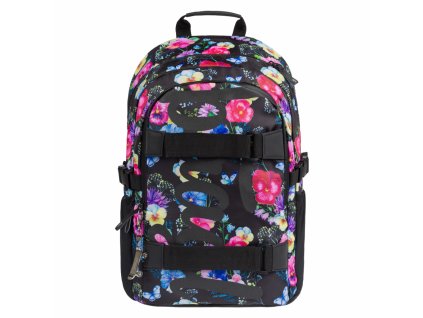BAAGL Školní batoh Skate Flowers + Pouzdro zdarma