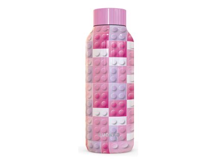 Quokka Nerezová láhev Solid Kids 510 ml - pink bricks
