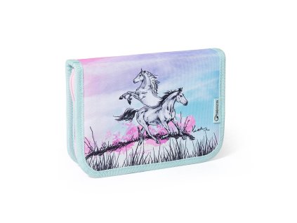 Bagmaster Školní penál BETA 22 A růžový s koníky