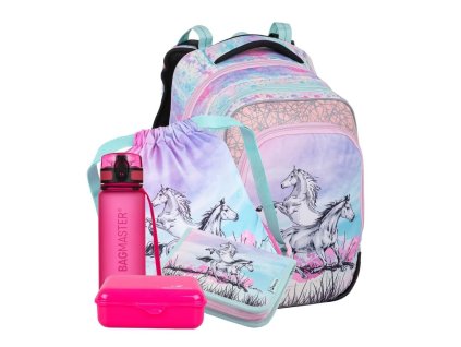 Bagmaster Velký školní SET BETA 22 A s koňmi růžový