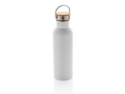 XD Design Nerezová láhev s bambusovým víčkem, 710 ml bílá