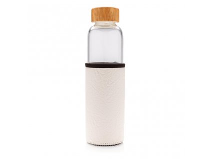 XD Design Skleněná láhev na vodu s ochranným rukávcem, 550 ml bílá
