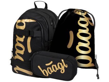 BAAGL SET 3 Skate Gold: batoh, penál a sáček