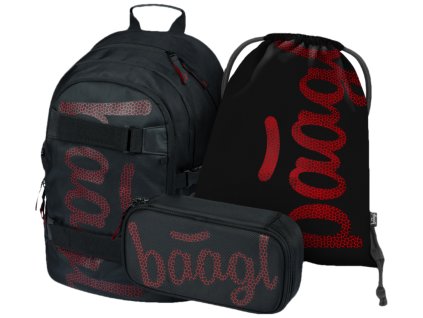 BAAGL SET 3 Skate Red: batoh, penál, sáček