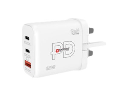 SKROSS USB A+C nabíjecí adaptér Power charger 65W GaN UK, Power Delivery, typ G