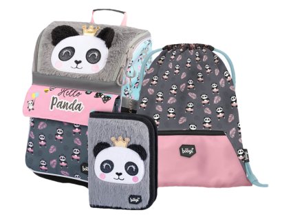 BAAGL SET 3 Zippy Panda: aktovka, penál, sáček