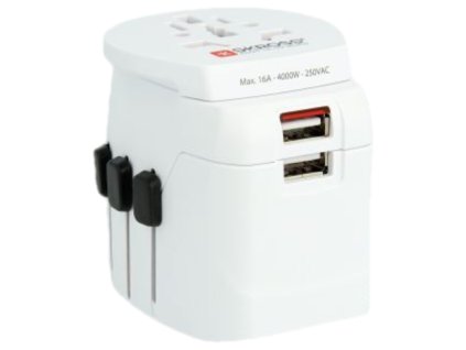 SKROSS cestovní adaptér PRO Light USB, 6.3A max., vč. USB nabíjení, uzemněný, UK+USA+Austrálie/Čína
