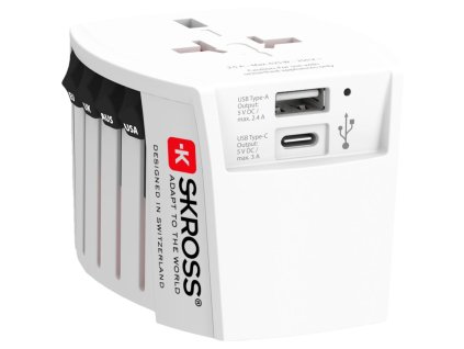 SKROSS cestovní adaptér MUV USB A+C, USB nabíjení 5.4A, univerzální pro 150 zemí
