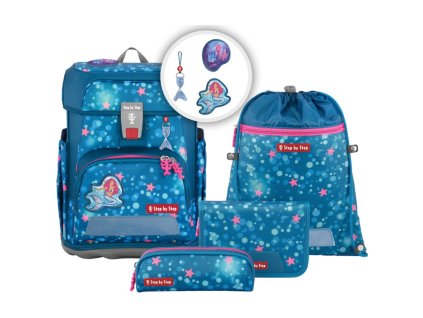 Step by Step Školní aktovka CLOUD pro prvňáčky - 5-dílný set - Mermaid Lola + Blikačka Step by Step jako dárek