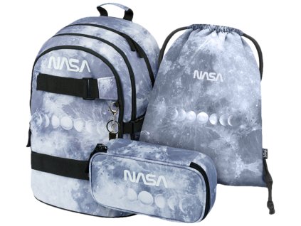 BAAGL 3 SET Skate NASA Grey: batoh, penál, sáček