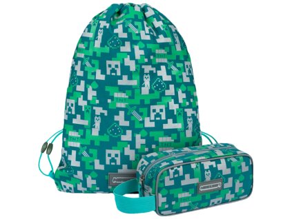 MINECRAFT SET 2 Silver Creeper: penál, sáček