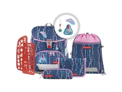 Step by Step Školní aktovka/batoh 2IN1 PLUS pro prvňáčky – 6dílný set - Mermaid Bella + Blikačka Step by Step jako dárek