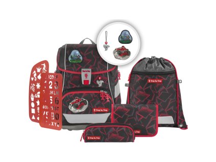 Step by Step Školní aktovka/batoh 2IN1 PLUS pro prvňáčky – 6dílný set - Ninja Yuma + Blikačka Step by Step jako dárek