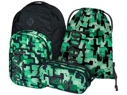 BAAGL 3 SET Coolmate Green: batoh, penál, sáček