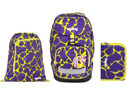 Ergobag Prime set batoh + sáček + pouzdro - Fluo fialový
