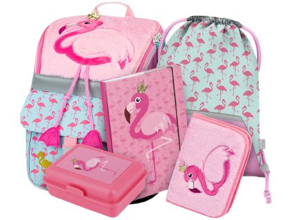 BAAGL 5 SET Zippy Plameňák: aktovka, penál, sáček, desky, box