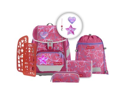 Step by Step Školní aktovka/batoh 2IN1 PLUS pro prvňáčky – 6dílný set - STAR STELLA + Blikačka Step by Step jako dárek