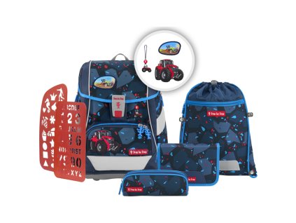 Step by Step Školní aktovka/batoh 2IN1 PLUS pro prvňáčky – 6dílný set - TRACTOR FREDDY + Blikačka Step by Step jako dárek