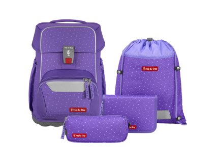 Step by Step BASIS - Školní  4 dílný set - Purple Konfetti  + Blikačka Step by Step jako dárek