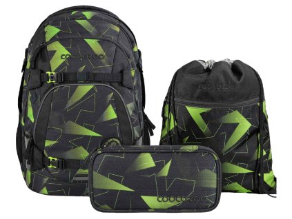 Coocazoo MATE Lime Flash 3 dílný set + Sportovní pytel zdarma