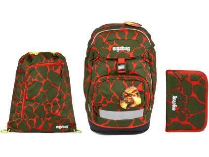 Ergobag Prime set batoh + sáček + pouzdro - Fluo drak 2025