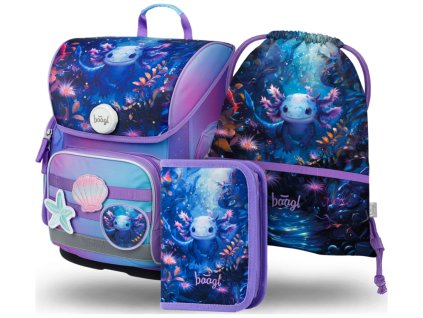 BAAGL SET 3 Ergo Axolotl: aktovka, penál, sáček