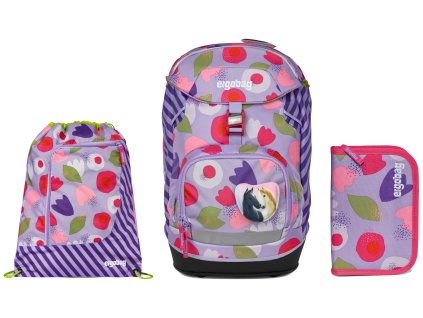 Ergobag Prime set batoh + sáček + pouzdro - Flower 2025