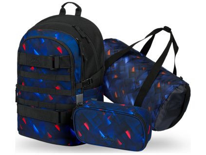 BAAGL SET 3 Skate Indigo: batoh, penál, sportovní taška