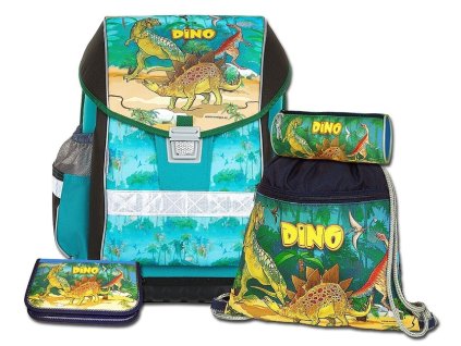 Školní aktovkový set ERGO ONE Dino 4-dílný + Pouzdro zdarma