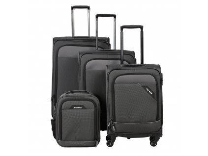 Travelite Derby 4w S,M,L Anthracite – sada 3 kufrů + Board Bag + PowerBanka nebo pouzdro zdarma