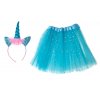 Karnevalový kostým jednorožec čelenka + sukně modrá - BR7498