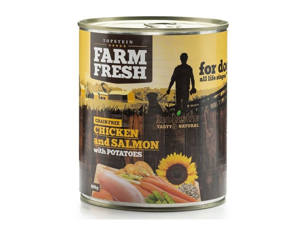 83163 1 farm fresh kure a losos s bramborami 800g z kategorie chovatelske potreby a krmiva pro psy krmiva pro psy konzervy pro psy