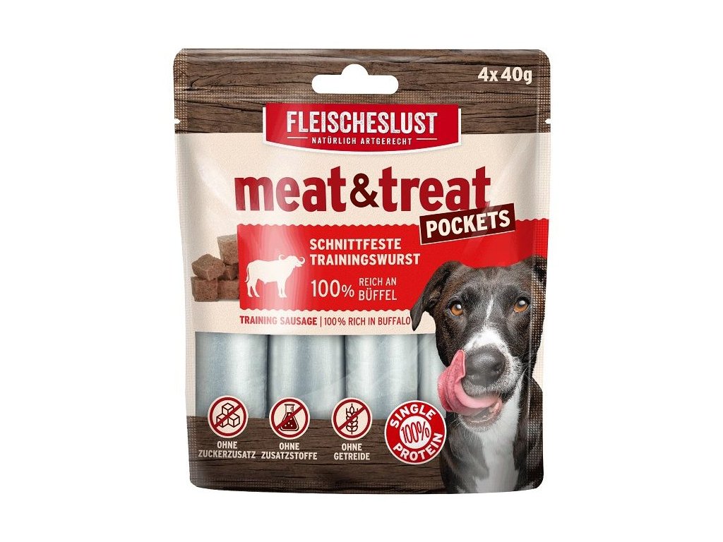 8715 fleischeslust meat treat beef treninkove salamky 4x40g z kategorie chovatelske potreby a krmiva pro psy pamlsky pro psy tycinky salamky pro psy
