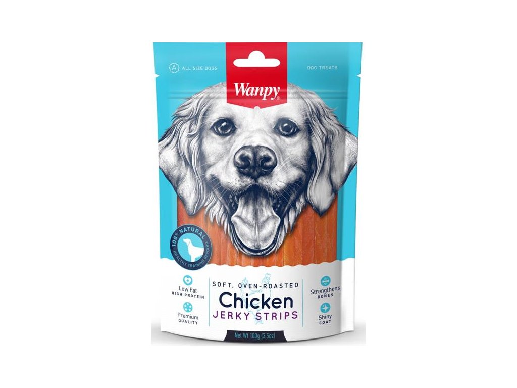 56433 2 wanpy dog soft chicken jerky strips 100 g z kategorie chovatelske potreby a krmiva pro psy pamlsky pro psy susena masicka pro psy