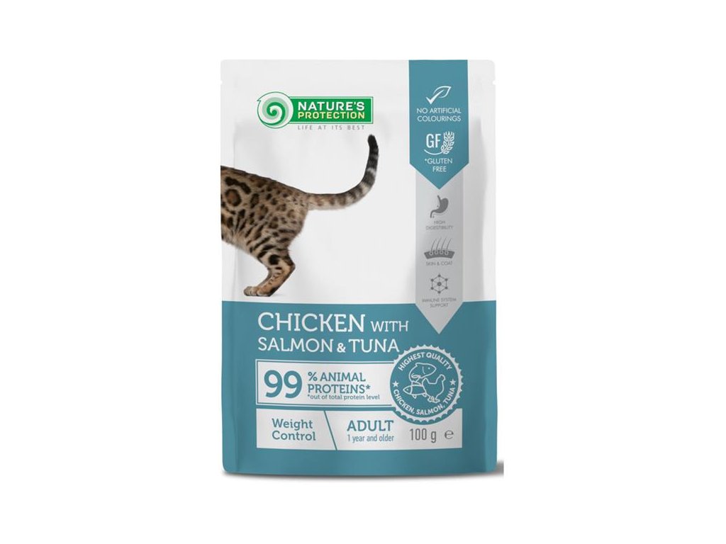 83940 1 nature s protection cat kaps weight control chicken salmon and tuna 100g z kategorie chovatelske potreby a krmiva pro kocky krmivo a pamlsky pro kocky kapsicky pro kocky