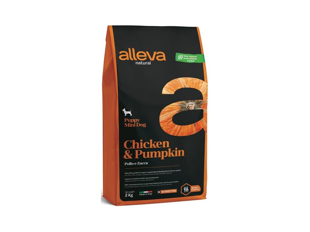 56778 1 alleva natural dog dry puppy chicken pumpkin mini 2kg z kategorie chovatelske potreby a krmiva pro psy krmiva pro psy granule pro psy