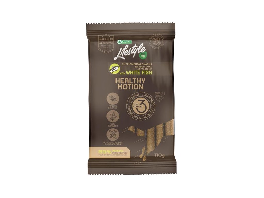 56856 1 nature s protection ls gf white fish healthy motion 110g z kategorie chovatelske potreby a krmiva pro psy pamlsky pro psy funkcni pamlsky pro psy
