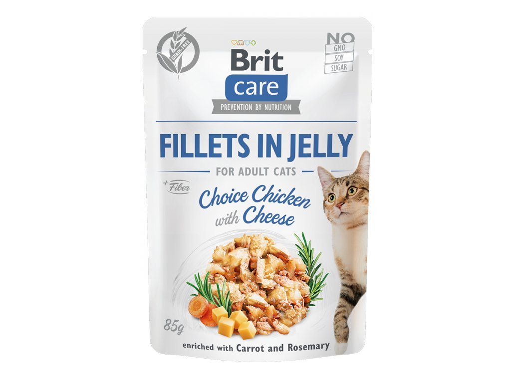 15159 brit care cat fillets in jelly chicken cheese 85g z kategorie chovatelske potreby a krmiva pro kocky krmivo a pamlsky pro kocky kapsicky pro kocky