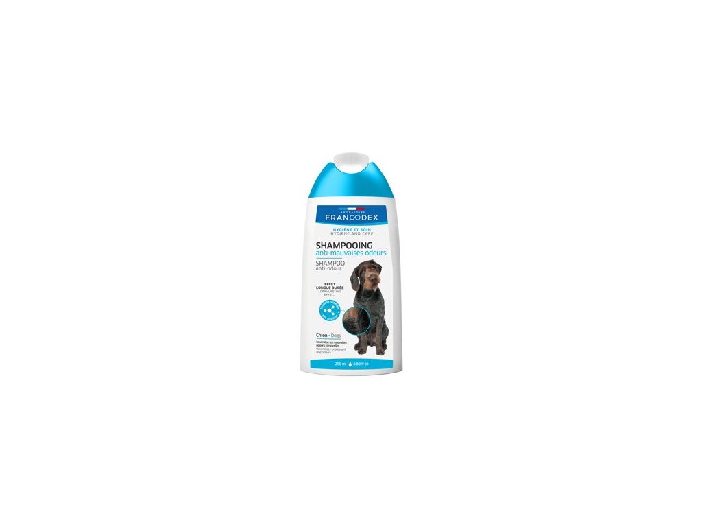22590 francodex sampon proti zapachu srsti 250ml z kategorie chovatelske potreby a krmiva pro psy hygiena a kosmetika psa sampony a spreje pro psy